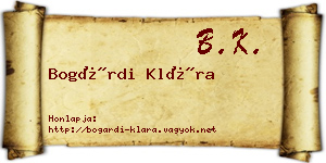 Bogárdi Klára névjegykártya